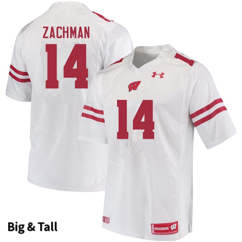 Wisconsin Badgers Men's #14 Preston Zachman NCAA Under Armour Authentic White Big & Tall College Stitched Football Jersey FE40L73VX